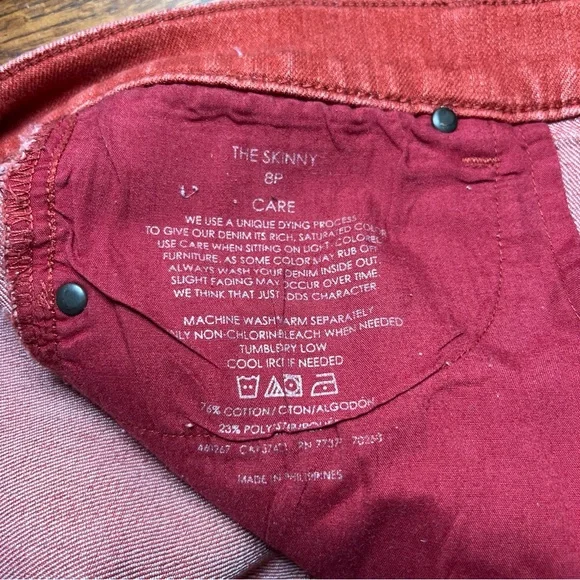 Ann Taylor Women’s 8 Petite Skinny Jeans Red Raw Hem High Waist Casual Valentine - Picture 9 of 10